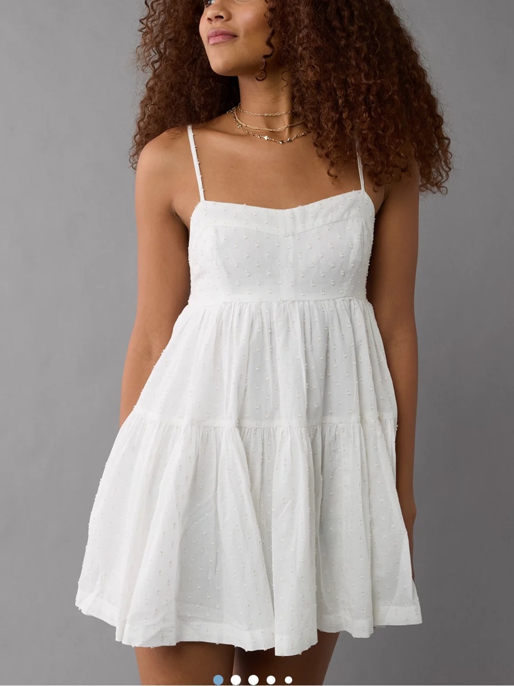 American Eagle Outfitters White Spotted Mini Sundress